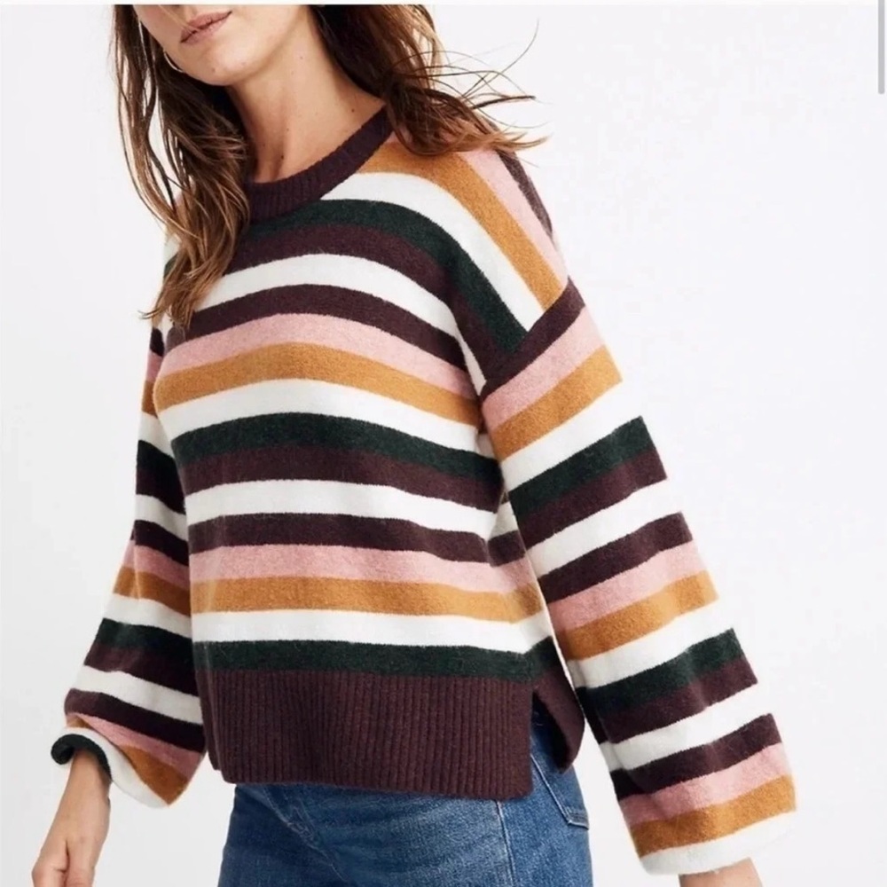 Madewell Striped‎ Payton pullover alpaca blend cozy sweater size Small